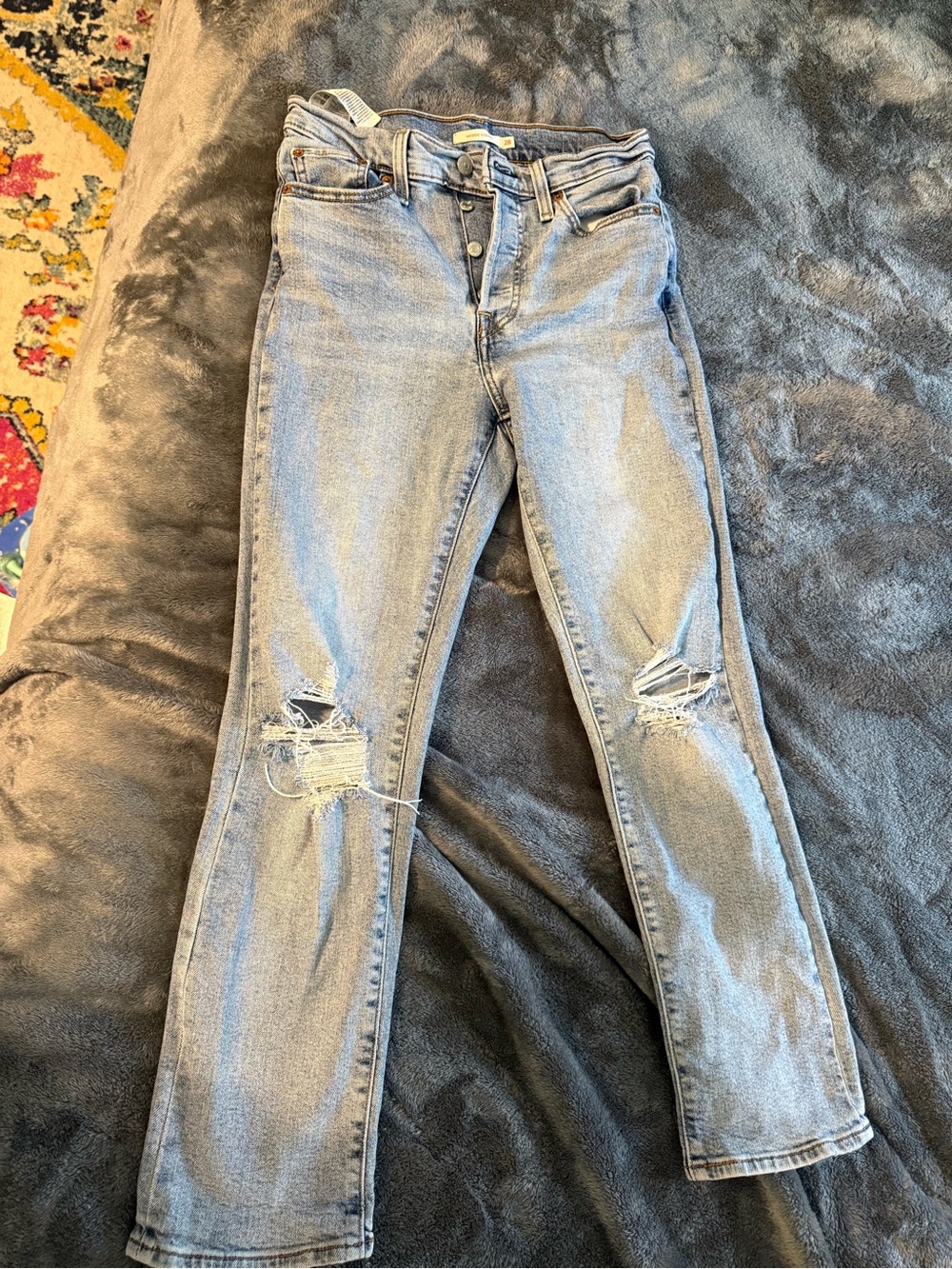 Levi's Light Blue Straight Leg Distressed Women's Jeans